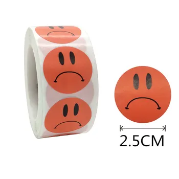 500PCS2.5CM sorriso triste rolo de adesivos especiais decorativos adesivos de desenhos animados para professores e crianças