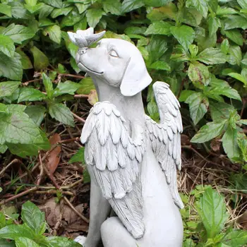 Anjo Cão Estátua de Gato Modelo de Resina Jardim Excelente Acabamento Cão Gato Escultura de Exibição de Ornamento para o Quintal de Casa Decoração