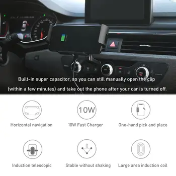 Bonola de Fixação Automática sem Fio do Carregador do Carro de Montagem para o iPhone 11 XR 8 + Carro Carregador sem Fios para Samsung S20 Plus Nota 20