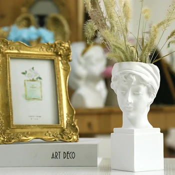 Britânico Menina Vaso Criativo Retrato Vaso Cabeça Humana Enfeites, Decoração Do Arranjo De Flor Em Resina De Mobiliário
