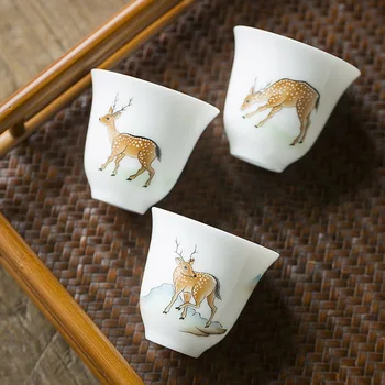Cerâmica Whiteware Conjunto De Chá Branco Doce Xícara (Chá Fresco De Kung Fu Conjunto De Chá Pequena Xícara De Chá De Produto Único Fragrância De Cheiro Copa Xícaras