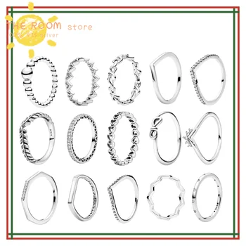 Clássico original de Pandora de Prata 925 com criativos de moda Charme anel Anel de ajuste mulheres engajamento aniversário de jóias