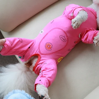 Cão De Estimação Macacão Fino Algodão Roupas De Cachorro Impresso Macacão Proteger A Barriga Pijama Para Pequenos Cães Chihuahua, Poodle Moletom