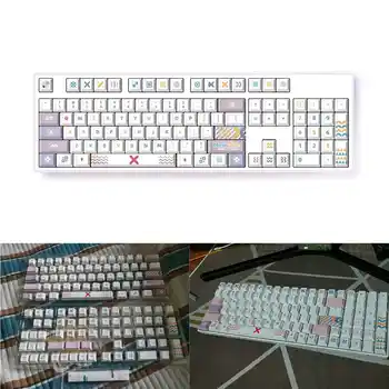 Memphis Tema Cereja Keycaps Dye-sub PBT Branco 125 Chaves de 64 87 104 108 cherry mx teclado mecânico de Alta qualidade