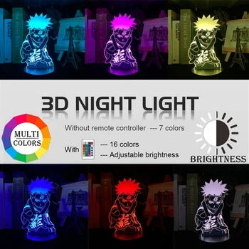 Novo Anime da Lâmpada 3d Noite de Luz Figura Atmosfera para Quarto de criança Mudança da Cor do Sensor de Toque Led Nightlight para Crianças