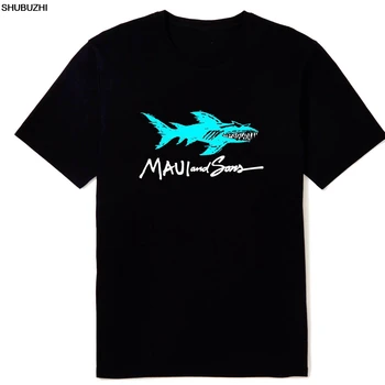 Novo Maui e Filhos de Tubarão Logo Mens Cor Preta, T-Shirt Tamanhos S-5XL Reimpressão de Verão T-Shirt da Marca de Fitness Body Building