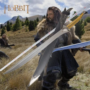 O Hobbit Thorin escudo de carvalho Filme Espada Orcrist Brinquedo de Casa e decoração 70cm/99cm de Metal, Material de Higiene Espada e Pendurar a Placa de