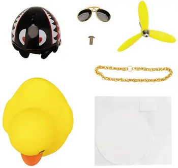 Pato de borracha de carros de Brinquedo, Enfeites de Pato Amarelo do Painel do Carro Decorações Legal Óculos de Pato com Hélice de Capacete