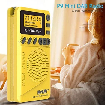 Pocket Radio Portátil, Rádio Digital DAB Recarregável Rádio FM Display LCD alto-Falante para Caminhar Correr ou fazer Jogging