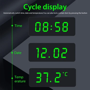 Portátil Carro-Pau em Tela Digital Solar Powered 24h Relógio com Bateria Incorporada Interior do Carro Elétrico Acessório