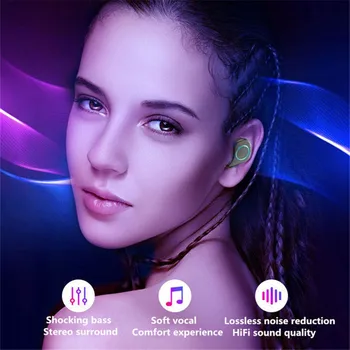 R6 TWS Controle de Toque Fone de ouvido Bluetooth sem Fio Bluetooth Fones de ouvido Fone de ouvido com Microfone DIODO emissor de luz para Xiaomi Samsung iphone