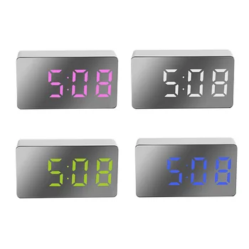 Relógio Despertador Espelho de LED Relógio Digital Eletrônica de Viagem Relógio Despertador Espelho de Carro, Relógio Alimentado por USB Eletrônicos Relógios da área de Trabalho