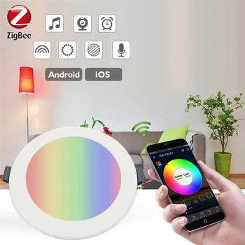 Tuya Zigbee 3.0 Inteligente DIODO emissor de luz Downlight RGBCW 2.5 3.5 4 Polegadas de Teto Redonda da Lâmpada Indoor da Iluminação do Ponto de Trabalho Com Alexa Smartthings