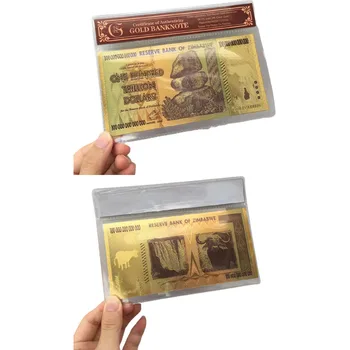 ZIMBABWE Preto, Folha de Ouro Comemorativa de 100 Trilhões de Dólares de Notas de Decoração de Casa