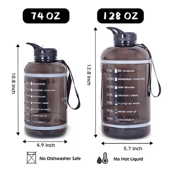 ZOMAKE Galão de Garrafa de Água(128OZ) com Marcador de Tempo & Palha, Motivacional Jarro de Água Livre de BPA Estanque Grandes Garrafas de Água para o Fi