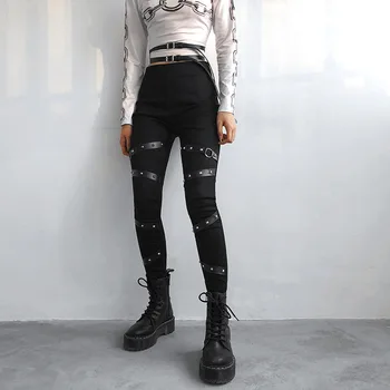 ZQLZ Streetwear Carga Calças para Mulheres Casuais Corredores Preto de Cintura Alta Solta Feminina Skinny, Calças Estilo coreano Calças de Senhoras