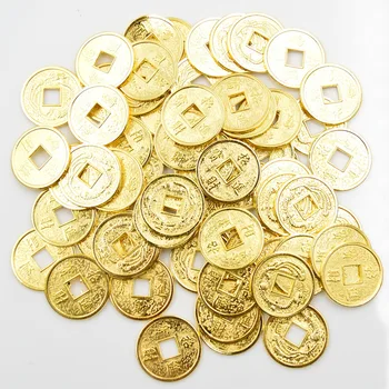 14mm/20mm de Ouro Chinês Antigo Feng Shui Moeda da Sorte Boa sorte Dragões Antigos Riqueza o Dinheiro para a Coleção de Presente