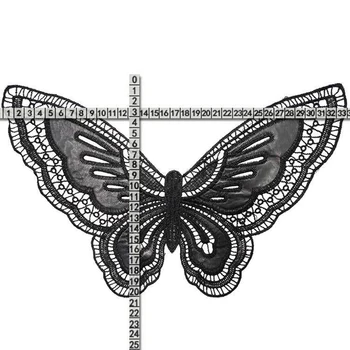 1pcs de Alta Qualidade borboleta preta Tecido de Renda Para o Decote de pano Tecido de renda Applique Guipure Diy de Artesanato Para Costura