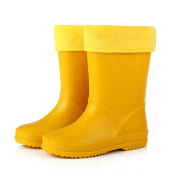 2020 Inverno Crianças Botas de Chuva de Meninos Meninas Botas de Borracha cor-de-Rosa com Amarelo Crianças Adoráveis Rainboots Água Sapatos para Crianças