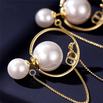 A moda a Imitação de pérola, brincos coreano Longa borla Brincos Para Mulheres Simples artificial de Alta qualidade shell esferas de Jóias Presentes