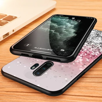 Brilho de Pedra de Areia para OnePlus 5T 6 6 7 7T 8 Pro Preto TPU Macio, a caixa do Telefone