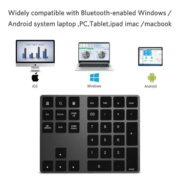 BT 3.0 sem Fio Teclado Numérico 34 Teclas do Teclado Digital para a Contabilidade Contador Windows, IOS, Mac OS Android Tablet PC Portátil