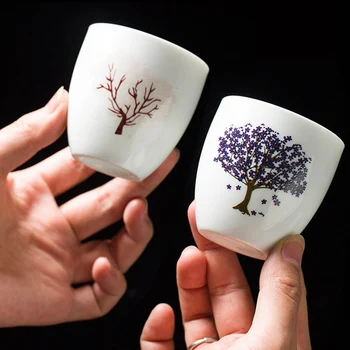 Criativo Sakura Xícara (chá Quente a Frio Temperatura Descoloração Mudança de Cor de Xícara de Chá de Flor de Cerâmica Conjunto de Chá em casa