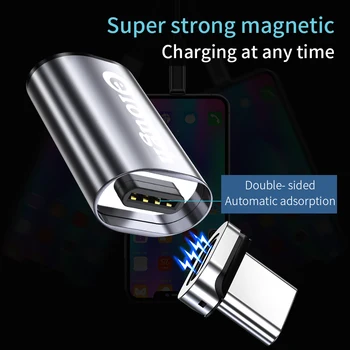 Elough Tipo C Magnético Adaptador Converter o plug para o iPhone Samsung USB C Fêmea PARA Micro iOS Adaptador Micro e Tipo-C Conversor de Dados