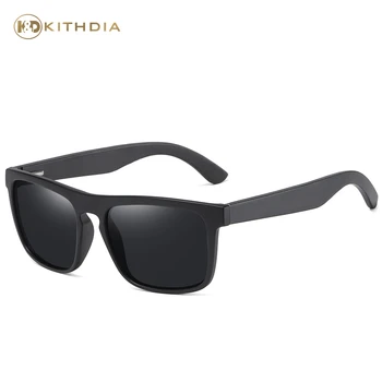 Kithdia de Madeira Preto Polarizado Óculos de sol para Homens de Bambu Óculos de sol Preto Lentes UV400 Moda de Condução Tons S5523