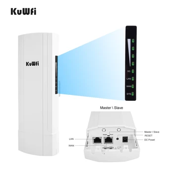 KuWFi Gigabit Wireless ao ar livre Roteador De 5,8 G Wave2 Repetidor WIFI WIFI Bridge ponto-a-Ponto 3-5KM Extender 14dBi Antena 48V POE