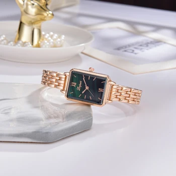 Lvpai Relógio de Marca Para Mulheres Moda Praça do Relógio de Quartzo Pulseira Conjunto Verde Dial Luxo Rosa de Ouro Simples Ladies Watch reloj mujer