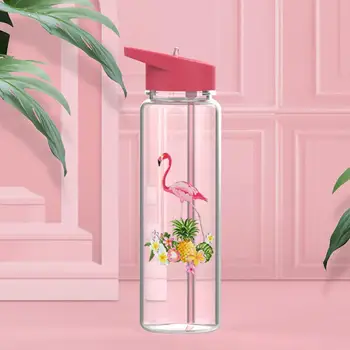 Novo 1Pc 720 ml Portátil Esportes ao ar livre Cartoon Flamingo Canudo de Garrafa de Água de Copo do Suco Бутылка с водой