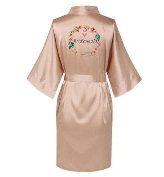 Ouro rosa em Cetim de Seda noiva veste de Festa de Casamento Nupcial Manto de Dama de honra da Noiva se Vestir Vestido de dama de honra de roupões de Pijamas