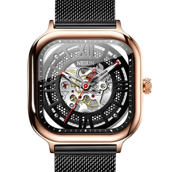 Suíça Marca de Luxo Homens Relógios NESUN Relógio Mecânico Automático Esqueleto Relógio Homens Impermeável relógio masculino N9500-4