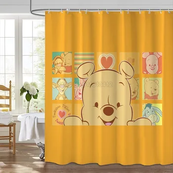 Tigrão Winnie the Pooh Cortina de Chuveiro com Ganchos de desenhos animados em 3D Impressão de Lavagem de Chuveiro do Banho à prova d'água Decoração 180x200cm Menino Presentes Crianças