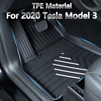 Totalmente Cercada Especial Almofada do Pé Para 2020 Tesla Model 3 Carro Impermeável, antiderrapante, Tapete TPE Carro Modificado 3Pcs/Set Preto