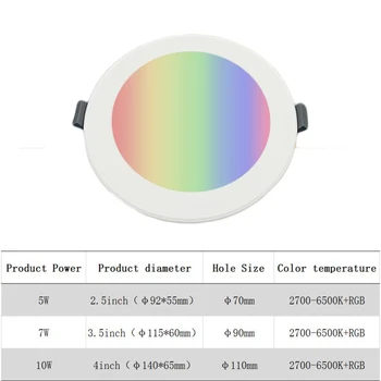 Tuya Zigbee 3.0 Inteligente DIODO emissor de luz Downlight RGBCW 2.5 3.5 4 Polegadas de Teto Redonda da Lâmpada Indoor da Iluminação do Ponto de Trabalho Com Alexa Smartthings