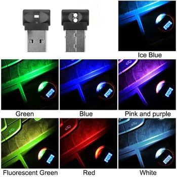 USB Mini do Carro do DIODO emissor de Luz Auto Atmosfera Interior a Luz Decorativa Lâmpada Luz de Emergência PC Auto Luz Colorida De 7 Cores