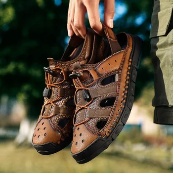Verão de Homens HMXO Sandálias de Grande Tamanho Respirável Casual Sapatos da Moda de Todos-jogo Leve Exterior Sapatos de Praia