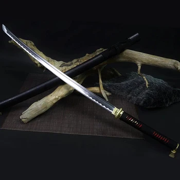 Wakizashi/Katana Real Steel Samurai Japonês Espadas Mão De Forjamento 1060 Aço De Alto Carbono Full Tang Lâmina De Decoração De Casa